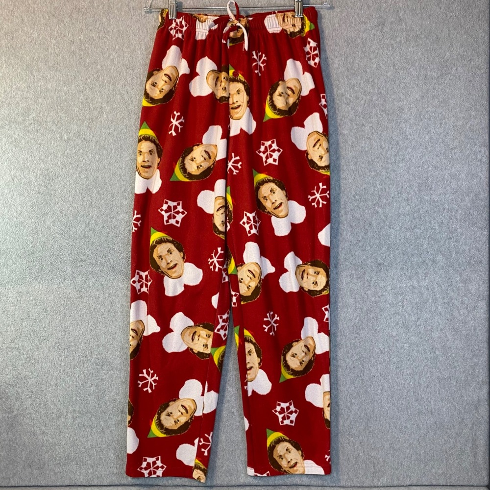 Elf (Will Ferrell) Pajama Pants Men's Medium Red Buddy All Over Print Fleece EUC